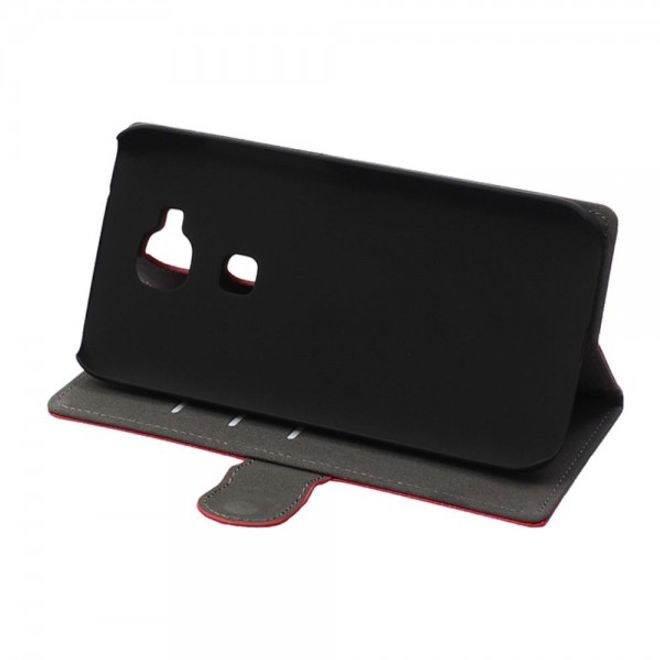 Huawei G8 Zeitlose Leder Tasche Hülle mit Litchitextur und Standfunktion - rosa