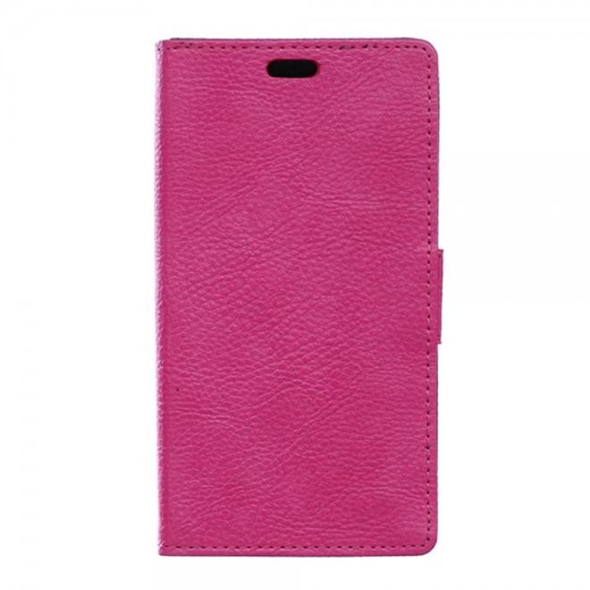 Huawei G8 Zeitlose Leder Tasche Hülle mit Litchitextur und Standfunktion - rosa