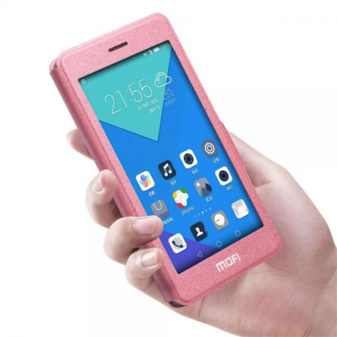 Huawei Honor 7 MOFI Hui Series Leder Case Handyhülle mit grossem Fenster - pink