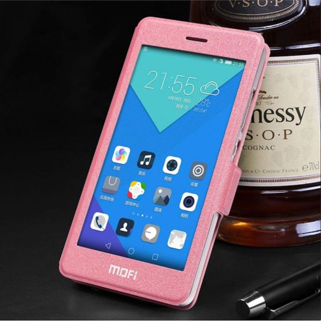 Huawei Honor 7 MOFI Hui Series Leder Case Handyhülle mit grossem Fenster - pink
