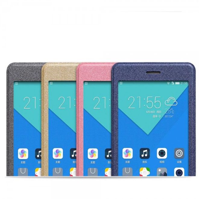 Huawei Honor 7 MOFI Hui Series Leder Case Handyhülle mit grossem Fenster - pink