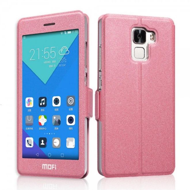 Huawei Honor 7 MOFI Hui Series Leder Case Handyhülle mit grossem Fenster - pink