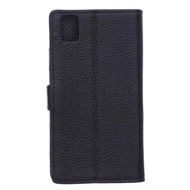 Huawei Honor 7i Echtleder Cover Hülle mit Kreditkartenslots - schwarz