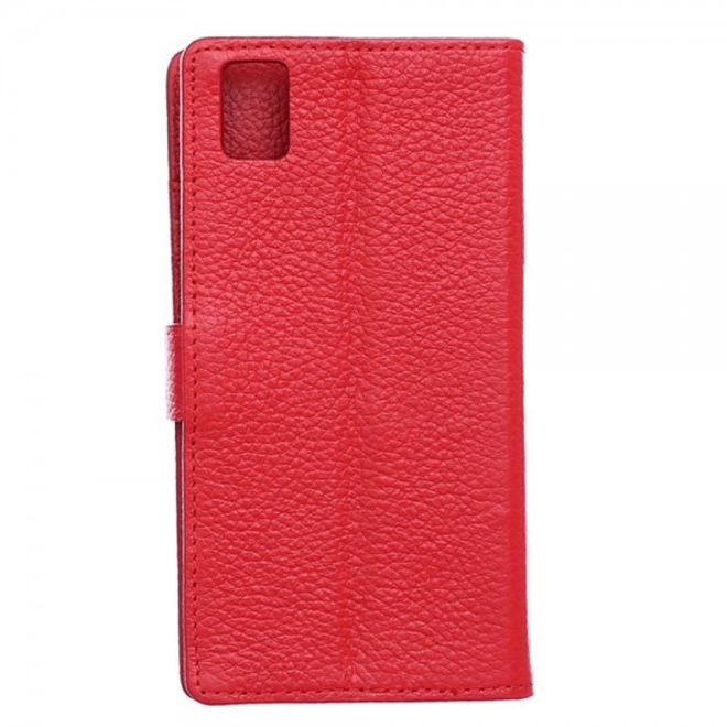 Huawei Honor 7i Echtleder Cover Hülle mit Kreditkartenslots - rot