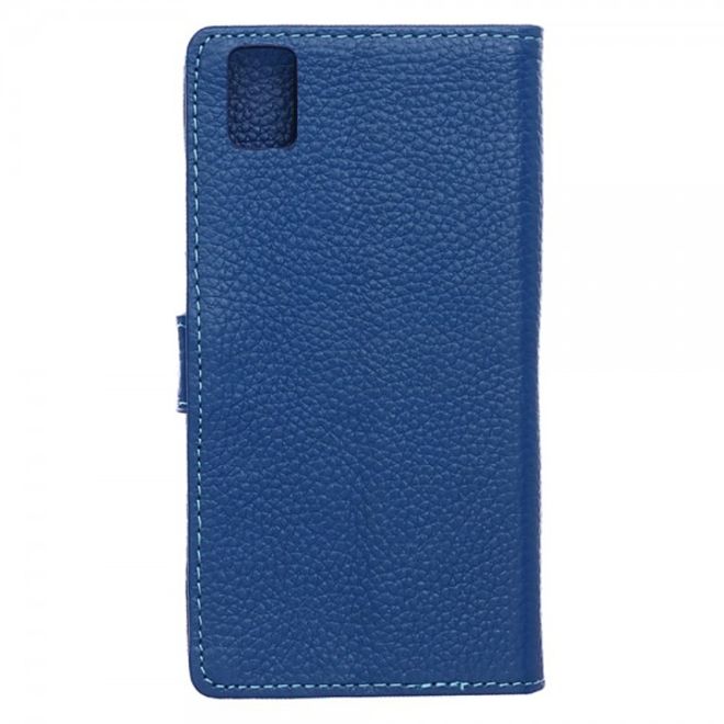 Huawei Honor 7i Echtleder Cover Hülle mit Kreditkartenslots - blau