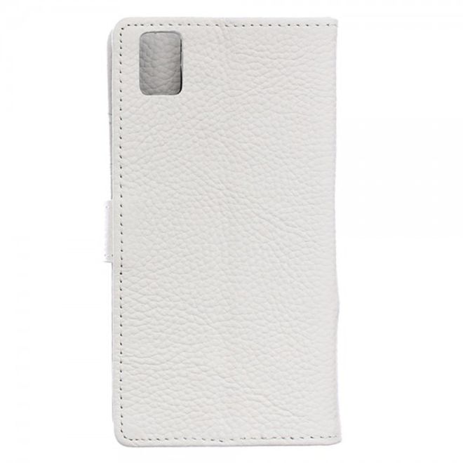 Huawei Honor 7i Echtleder Cover Hülle mit Kreditkartenslots - weiss