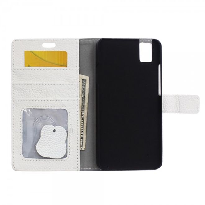 Huawei Honor 7i Echtleder Cover Hülle mit Kreditkartenslots - weiss