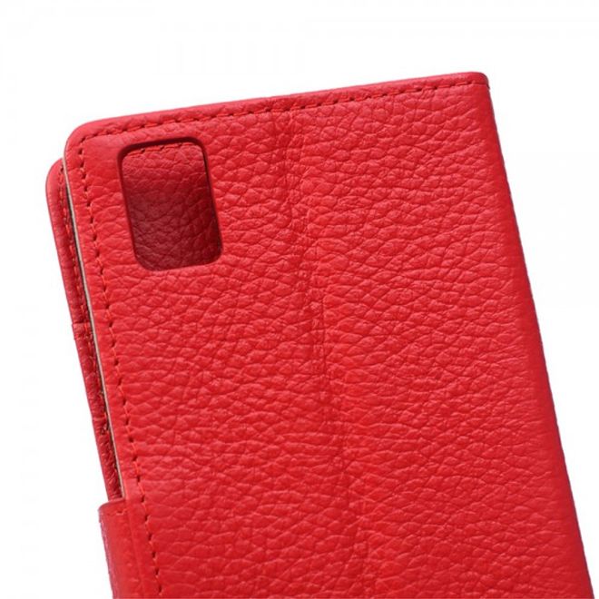 Huawei Honor 7i Echtleder Cover Hülle mit Kreditkartenslots - rot