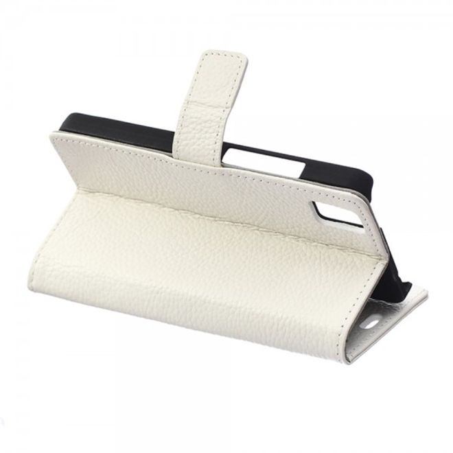 Huawei Honor 7i Echtleder Cover Hülle mit Kreditkartenslots - weiss