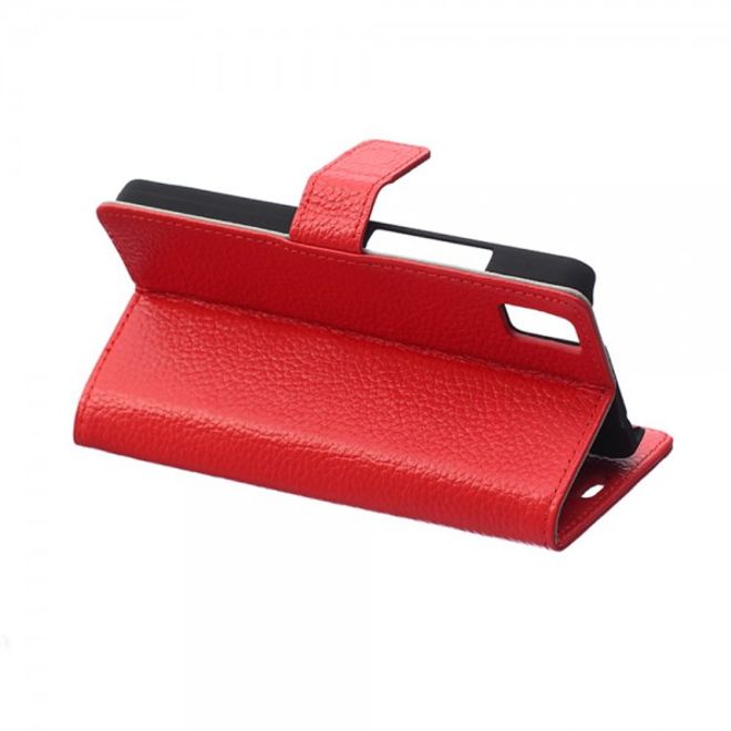 Huawei Honor 7i Echtleder Cover Hülle mit Kreditkartenslots - rot