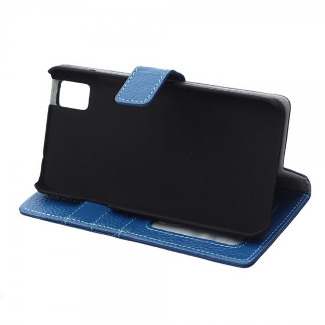 Huawei Honor 7i Echtleder Cover Hülle mit Kreditkartenslots - blau