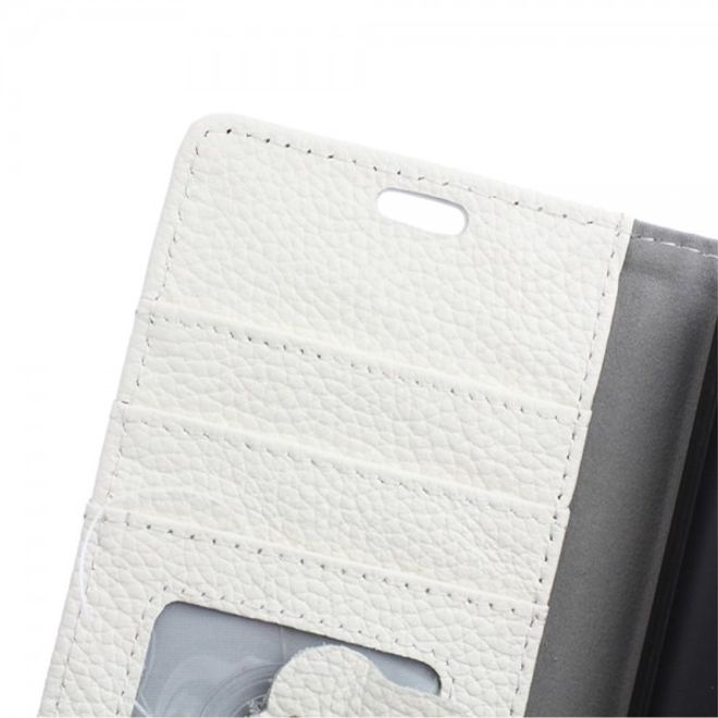 Huawei Honor 7i Echtleder Cover Hülle mit Kreditkartenslots - weiss