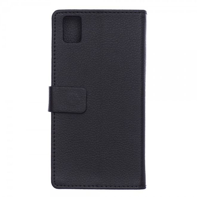 Huawei Honor 7i Leder Case Hülle mit Litchitextur und Kreditkartenslots - schwarz