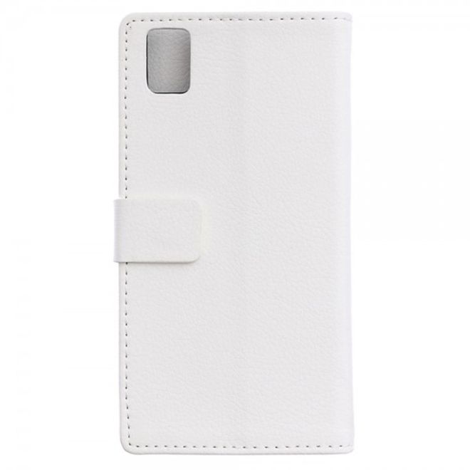 Huawei Honor 7i Leder Case Hülle mit Litchitextur und Kreditkartenslots - weiss
