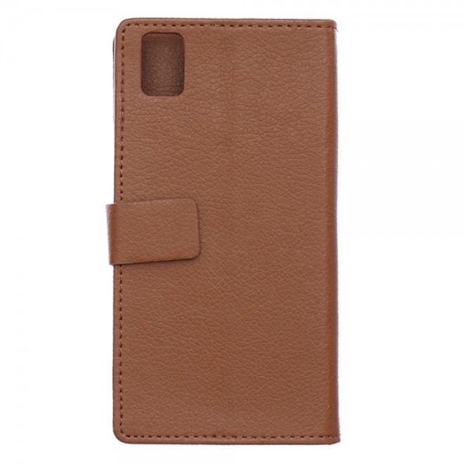 Huawei Honor 7i Leder Case Hülle mit Litchitextur und Kreditkartenslots - braun