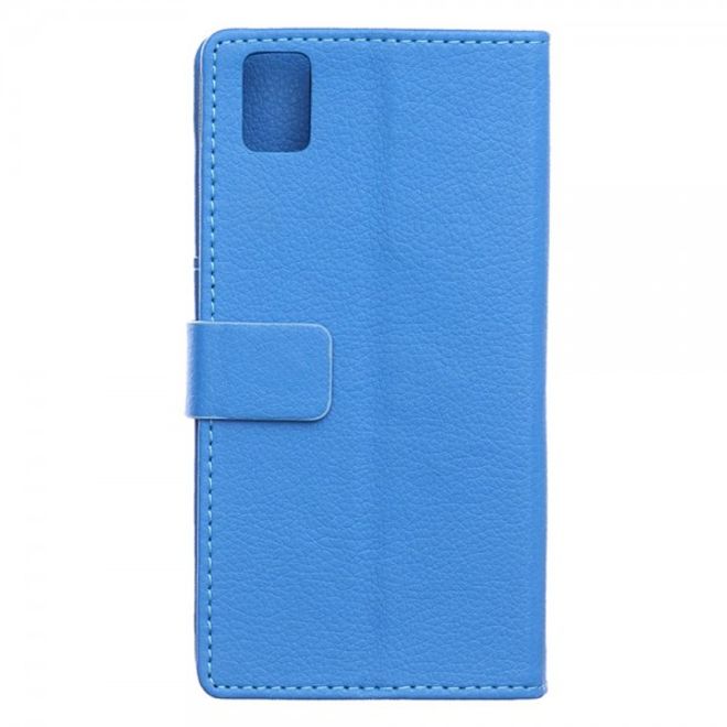 Huawei Honor 7i Leder Case Hülle mit Litchitextur und Kreditkartenslots - blau