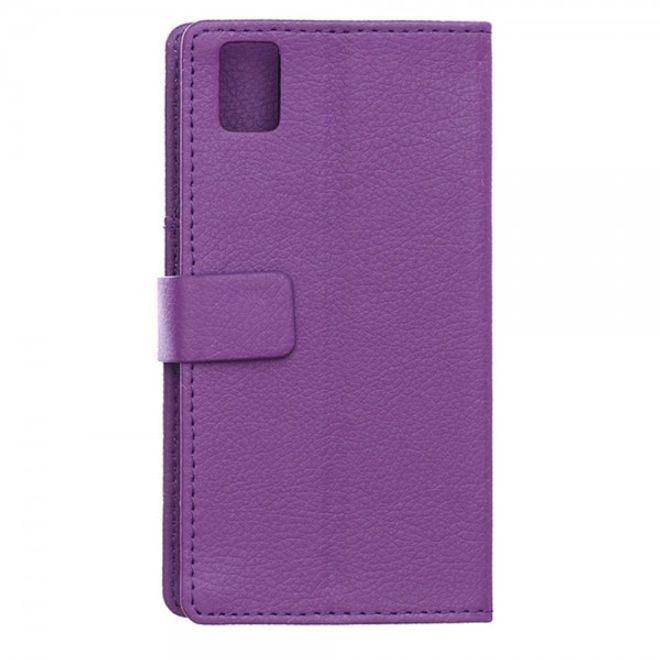 Huawei Honor 7i Leder Case Hülle mit Litchitextur und Kreditkartenslots - purpur