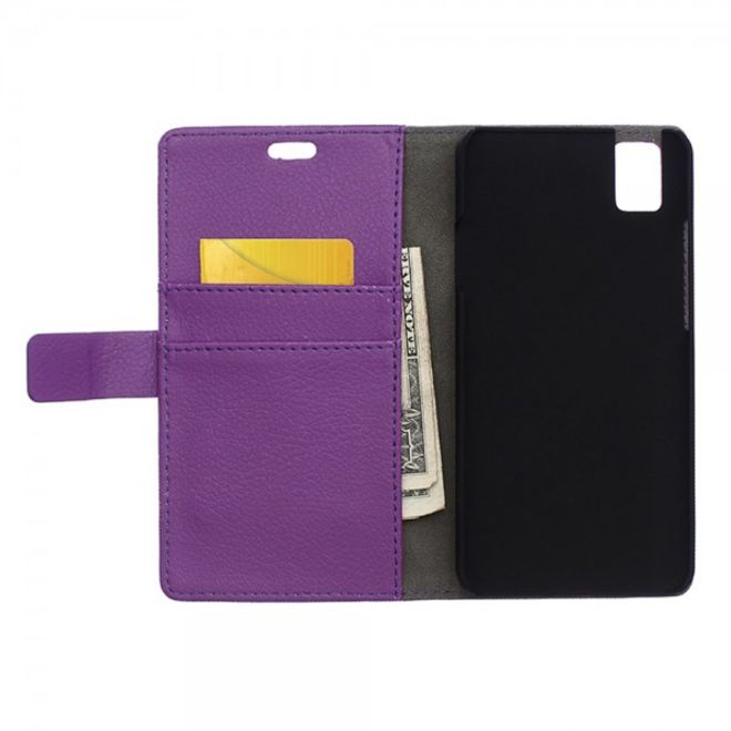 Huawei Honor 7i Leder Case Hülle mit Litchitextur und Kreditkartenslots - purpur