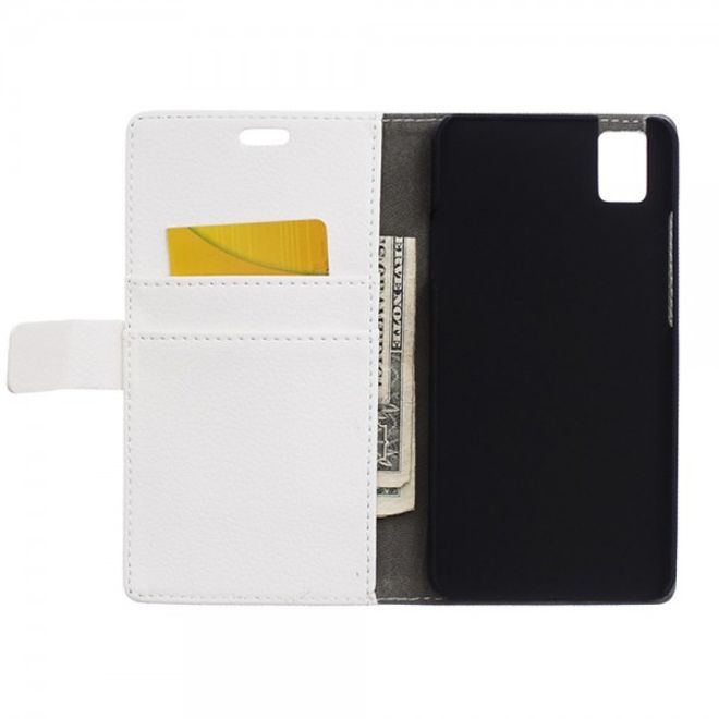 Huawei Honor 7i Leder Case Hülle mit Litchitextur und Kreditkartenslots - weiss