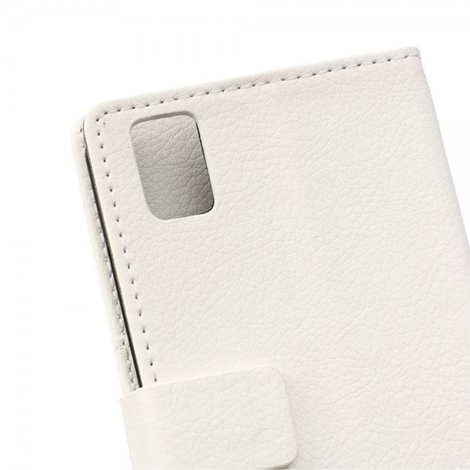 Huawei Honor 7i Leder Case Hülle mit Litchitextur und Kreditkartenslots - weiss