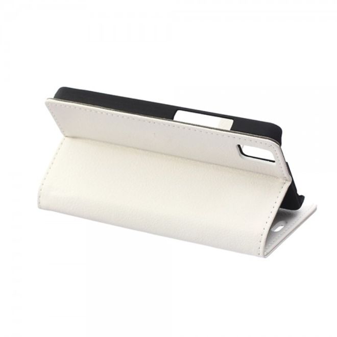 Huawei Honor 7i Leder Case Hülle mit Litchitextur und Kreditkartenslots - weiss