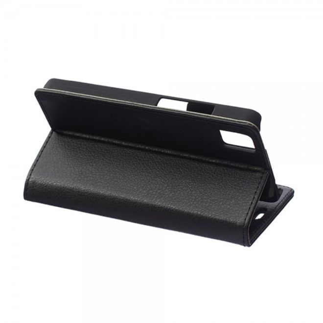 Huawei Honor 7i Leder Case Hülle mit Litchitextur und Kreditkartenslots - schwarz