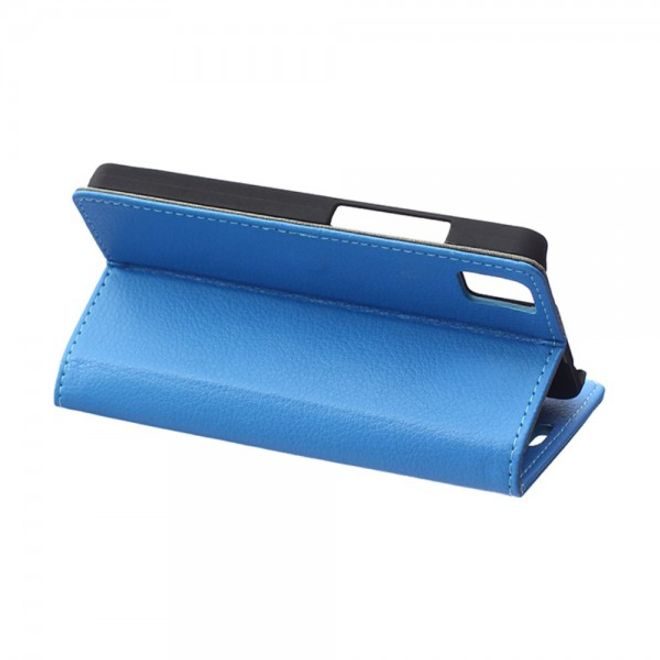 Huawei Honor 7i Leder Case Hülle mit Litchitextur und Kreditkartenslots - blau