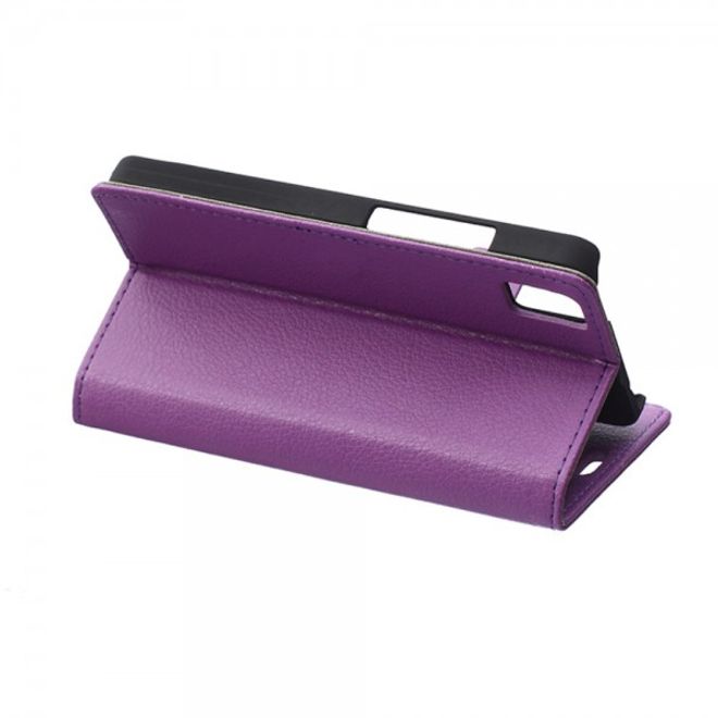 Huawei Honor 7i Leder Case Hülle mit Litchitextur und Kreditkartenslots - purpur