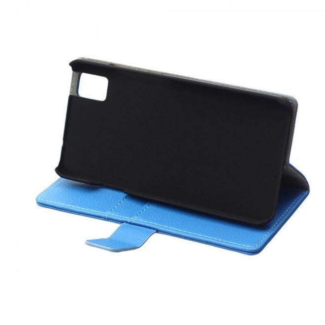 Huawei Honor 7i Leder Case Hülle mit Litchitextur und Kreditkartenslots - blau