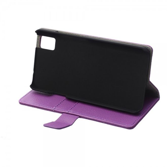 Huawei Honor 7i Leder Case Hülle mit Litchitextur und Kreditkartenslots - purpur