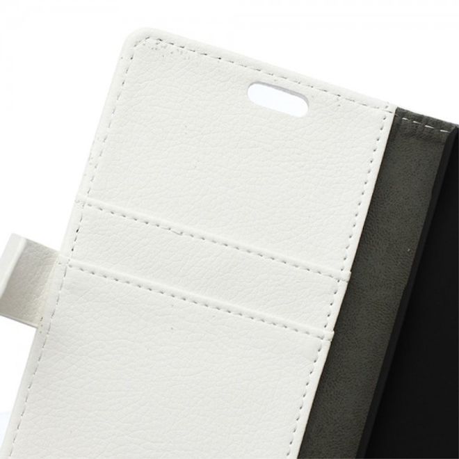 Huawei Honor 7i Leder Case Hülle mit Litchitextur und Kreditkartenslots - weiss