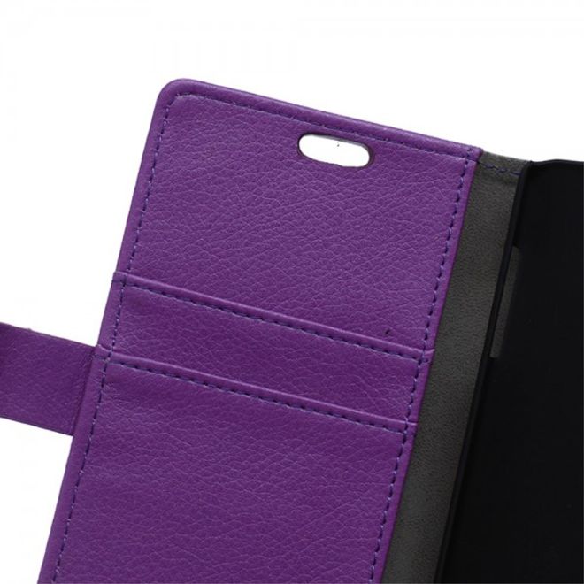 Huawei Honor 7i Leder Case Hülle mit Litchitextur und Kreditkartenslots - purpur