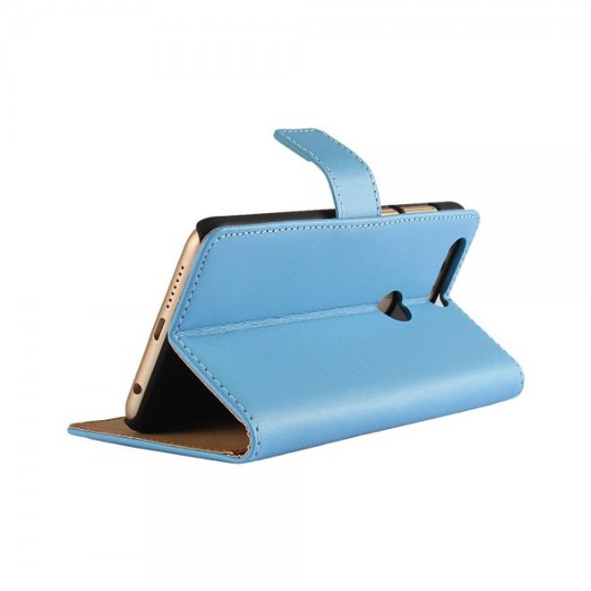 Huawei Honor 8 Hülle - Cover aus echtem Spaltleder - mit Standfunktion - blau