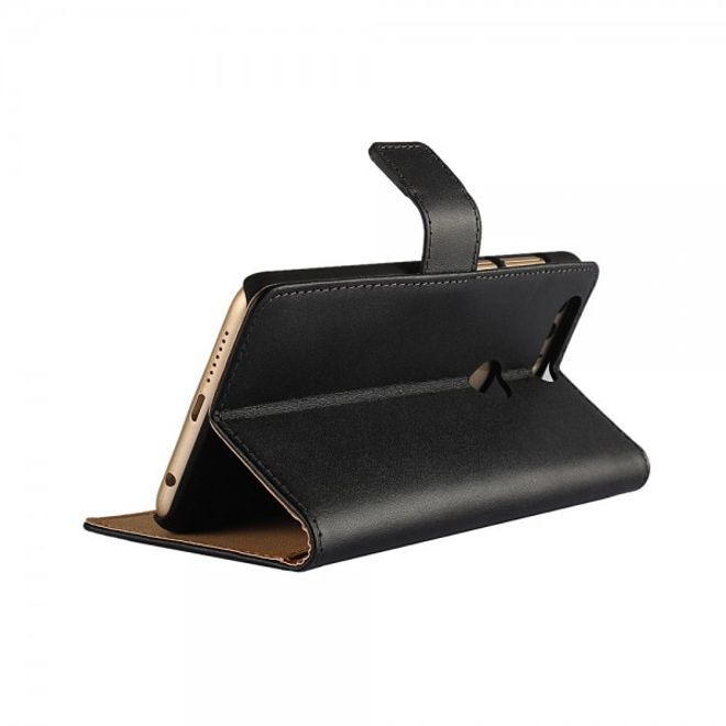 Huawei Honor 8 Hülle - Cover aus echtem Spaltleder - mit Standfunktion - schwarz