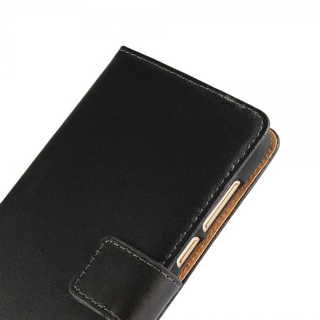 Huawei Honor 8 Hülle - Cover aus echtem Spaltleder - mit Standfunktion - schwarz