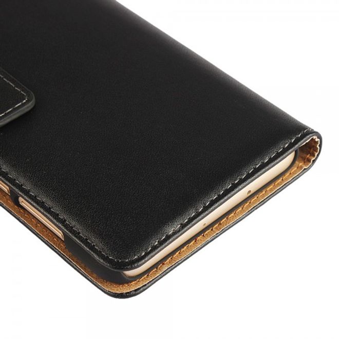 Huawei Honor 8 Hülle - Cover aus echtem Spaltleder - mit Standfunktion - schwarz