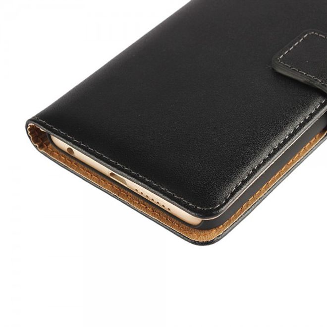 Huawei Honor 8 Hülle - Cover aus echtem Spaltleder - mit Standfunktion - schwarz