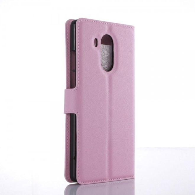 Huawei Mate 8 Klassische Leder Case Hülle mit Litchitextur und Standfunktion - pink