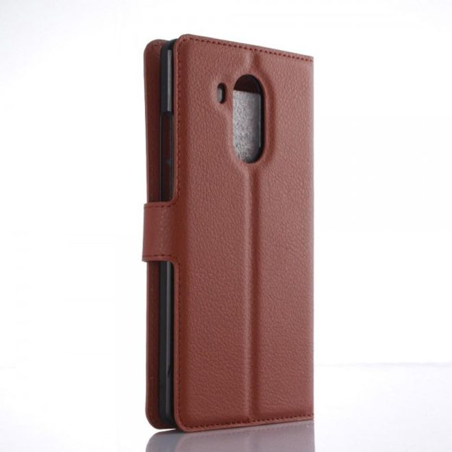 Huawei Mate 8 Klassische Leder Case Hülle mit Litchitextur und Standfunktion - braun