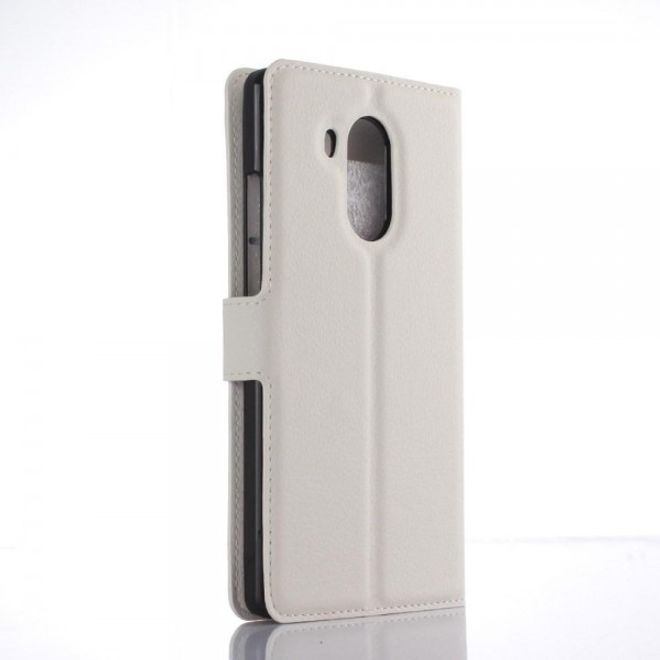 Huawei Mate 8 Klassische Leder Case Hülle mit Litchitextur und Standfunktion - weiss