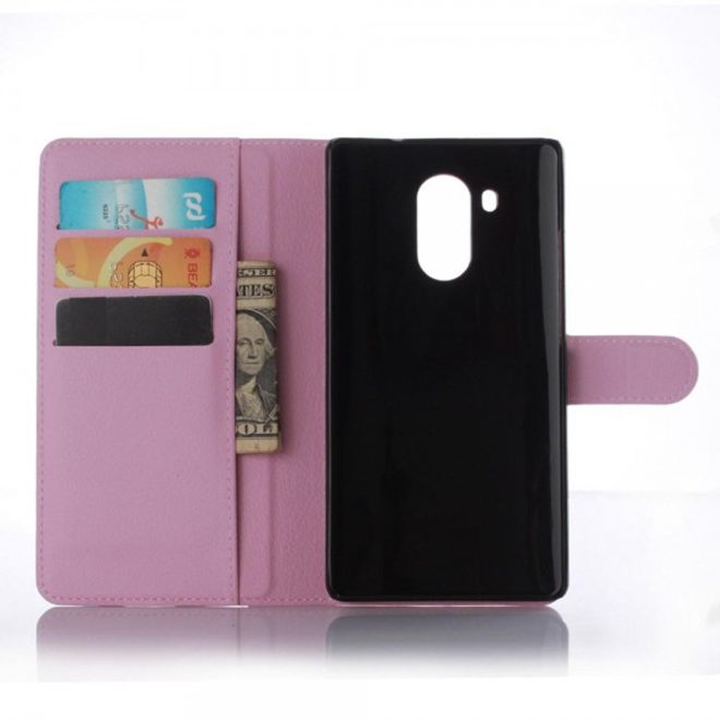 Huawei Mate 8 Klassische Leder Case Hülle mit Litchitextur und Standfunktion - pink