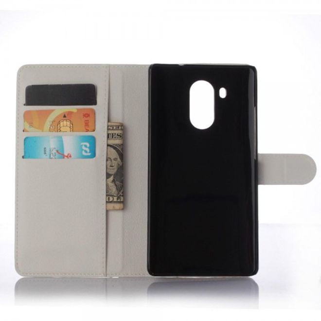 Huawei Mate 8 Klassische Leder Case Hülle mit Litchitextur und Standfunktion - weiss