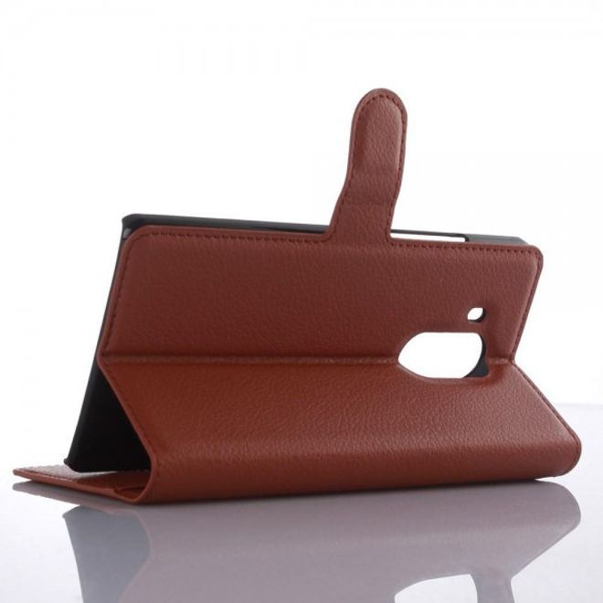 Huawei Mate 8 Klassische Leder Case Hülle mit Litchitextur und Standfunktion - braun