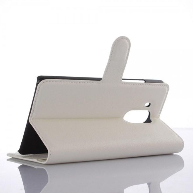 Huawei Mate 8 Klassische Leder Case Hülle mit Litchitextur und Standfunktion - weiss