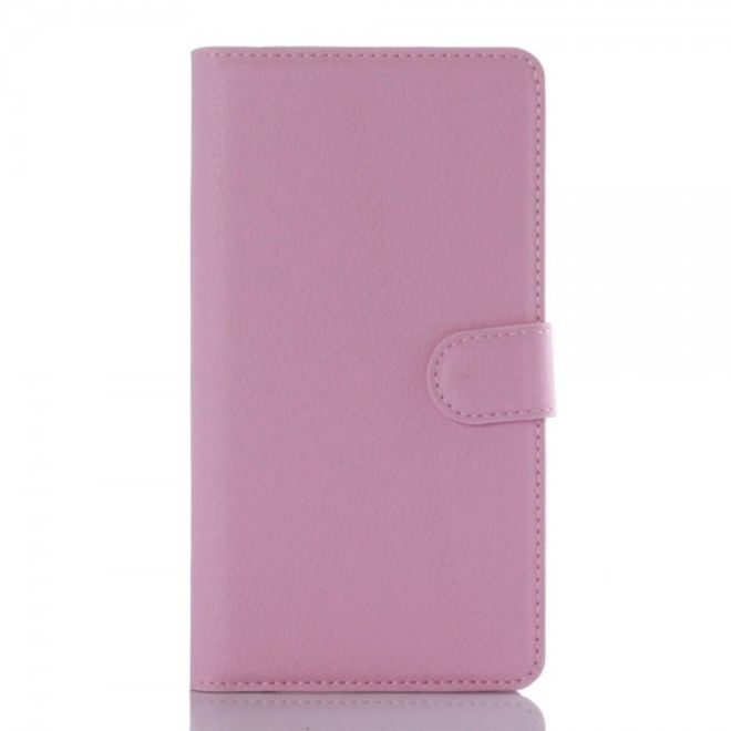 Huawei Mate 8 Klassische Leder Case Hülle mit Litchitextur und Standfunktion - pink