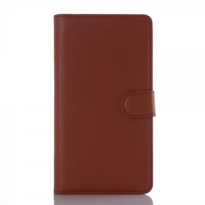Huawei Mate 8 Klassische Leder Case Hülle mit Litchitextur und Standfunktion - braun