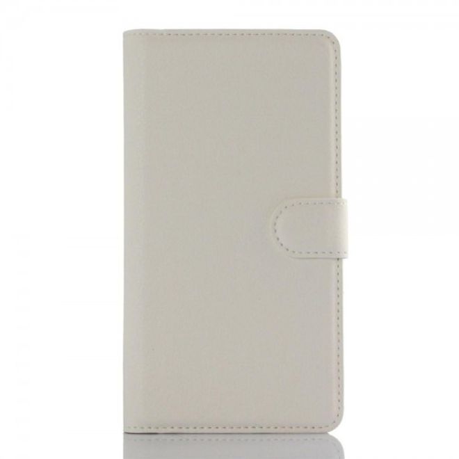 Huawei Mate 8 Klassische Leder Case Hülle mit Litchitextur und Standfunktion - weiss