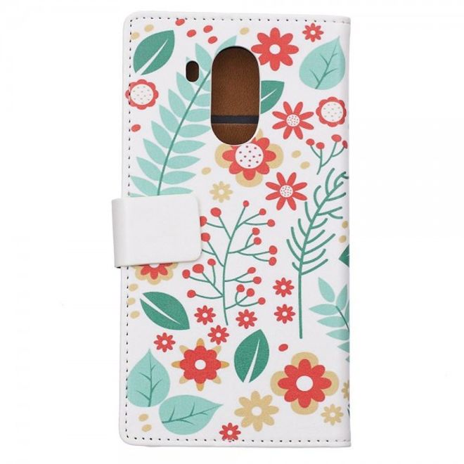 Huawei Mate 8 Leder Case Handy Hülle mit Blumen und Blättern