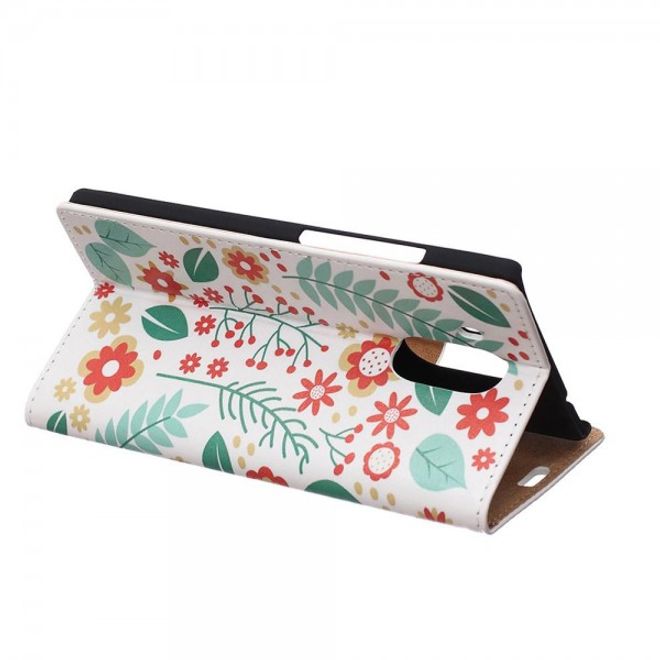 Huawei Mate 8 Leder Case Handy Hülle mit Blumen und Blättern