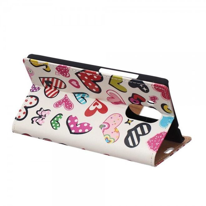 Huawei Mate 8 Leder Case Handy Hülle mit Cartoon Herzen